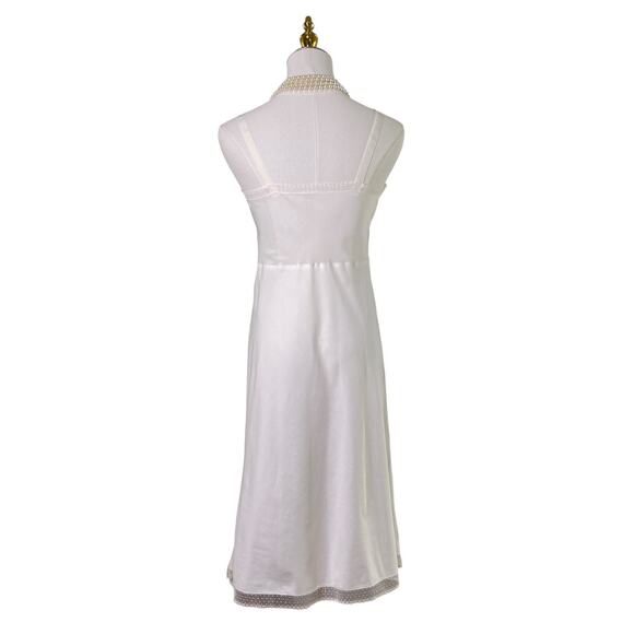 Vintage 50s Grandma White Bias-Cut Embroidered Lacy Full Slip Dress Size M - Picture 12 of 15